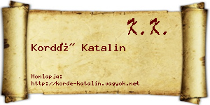 Kordé Katalin névjegykártya